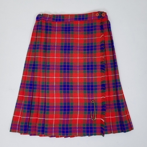 Free With Purchase - 80's bright tartan skirt knee length fluorescent plaid - Picture 7 of 12